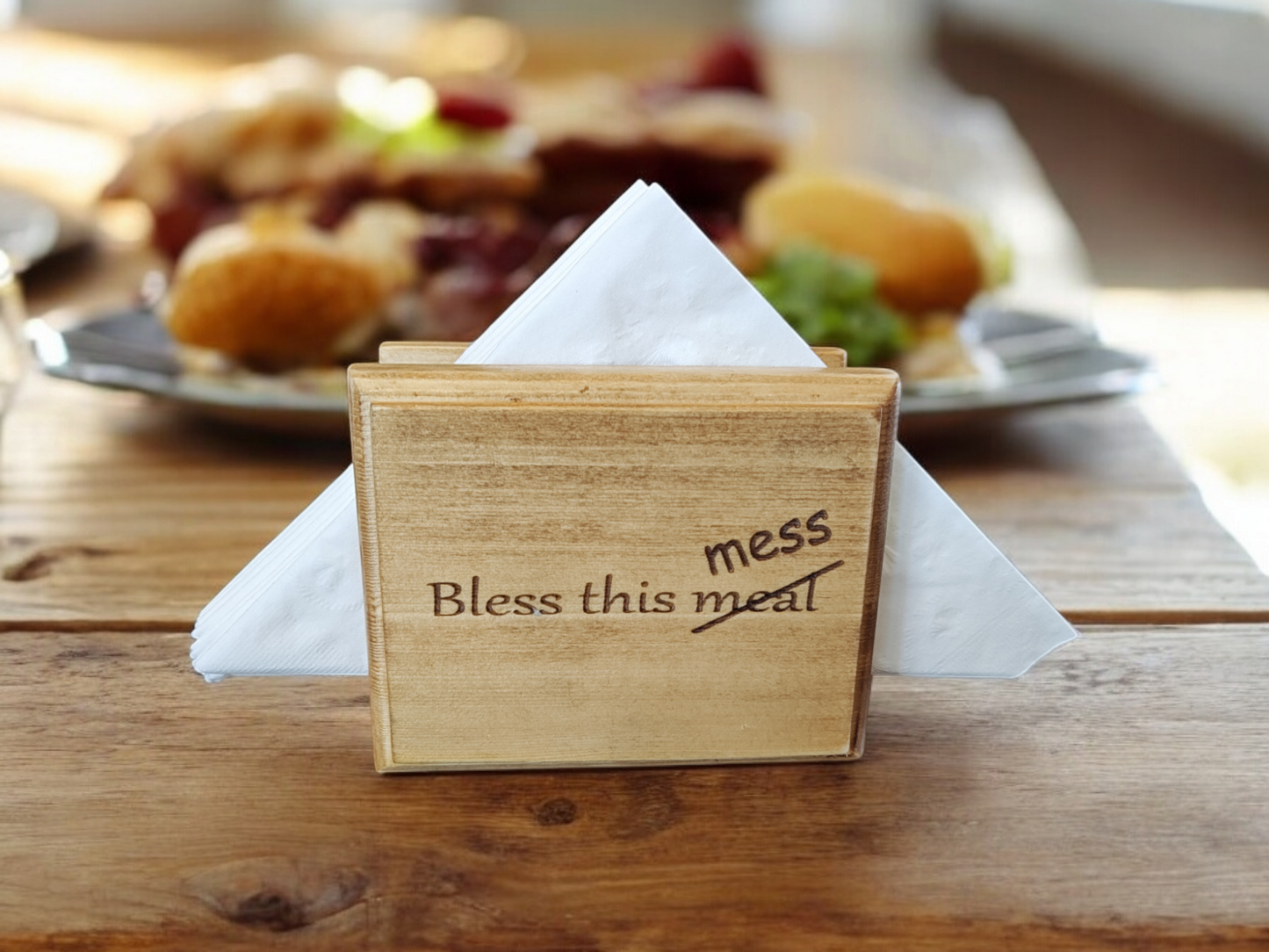 Napkin holder - oak finish