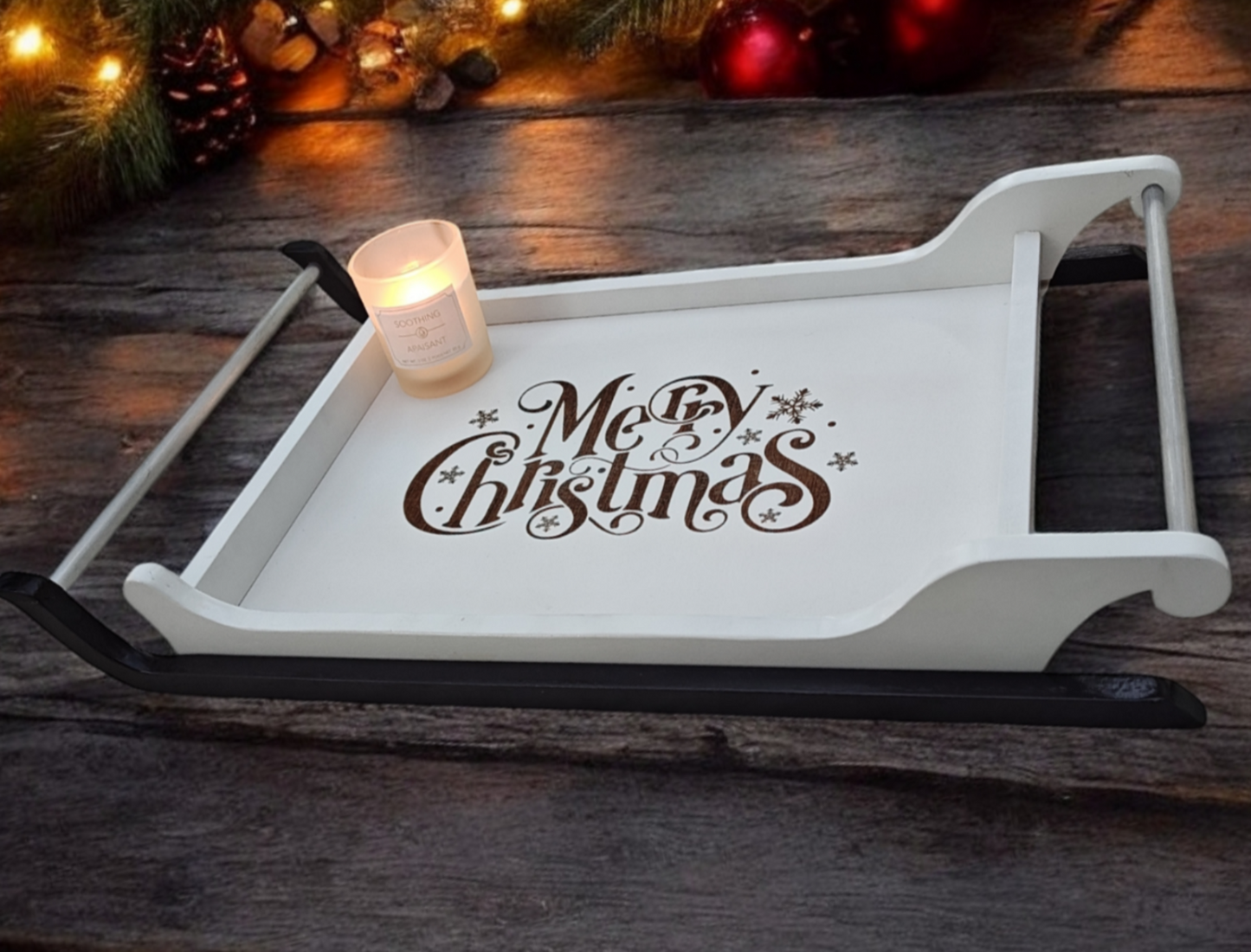 Santa's sleigh serving tray - Merry Christmas