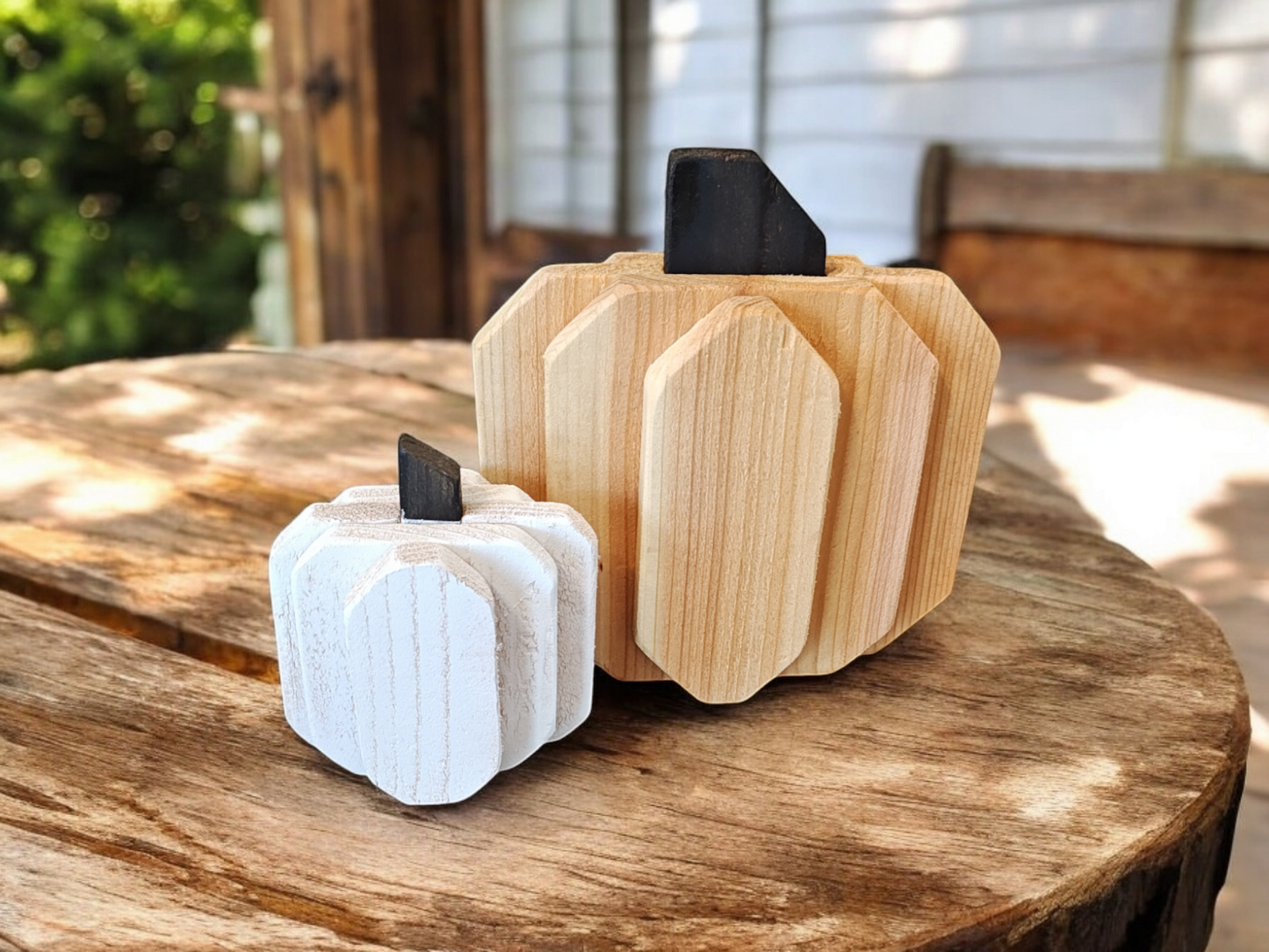 Rustic cedar pumpkins (pair)